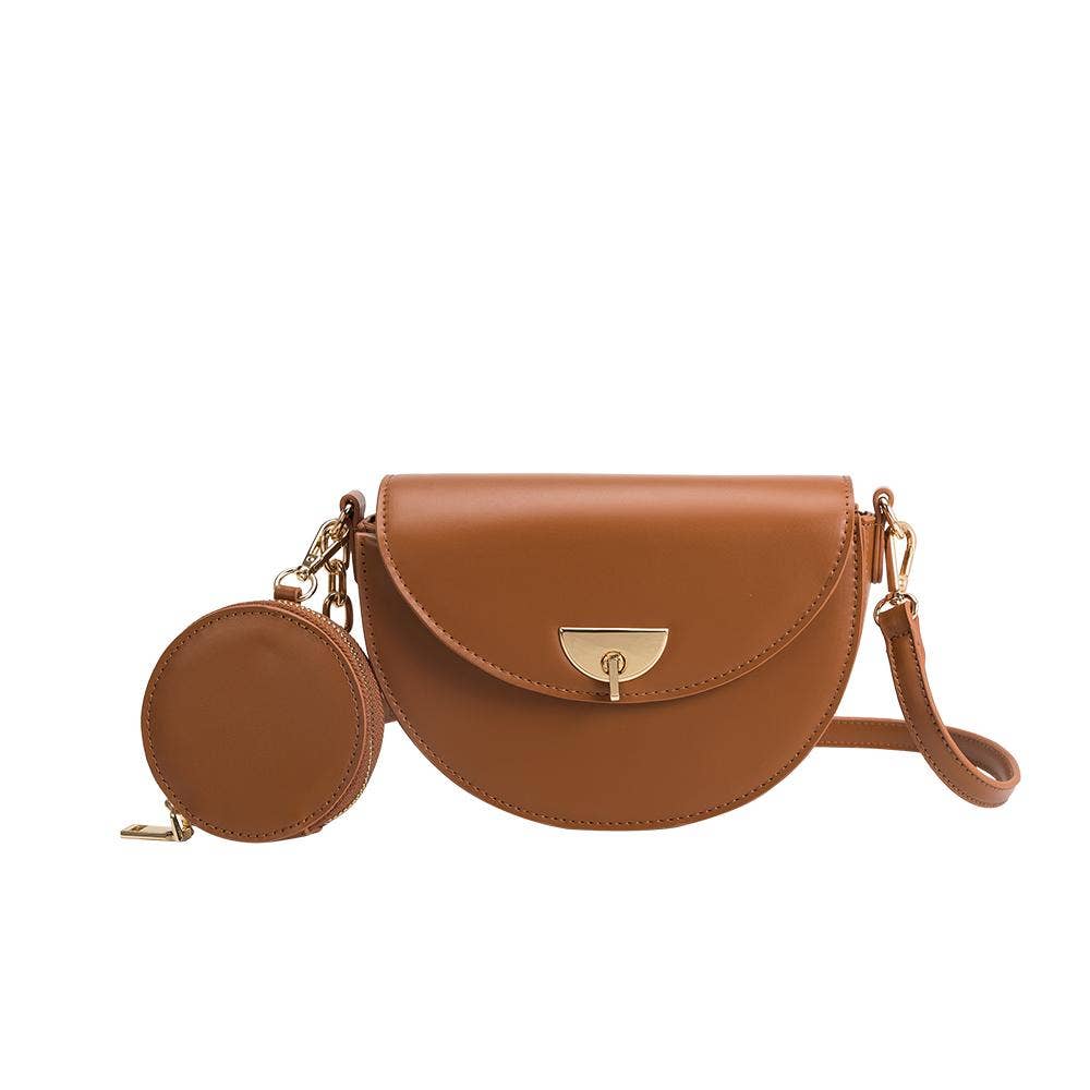 Bradley Vegan Crossbody Bag in Saddle