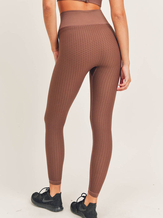 Jacquard Ribbed Seamless High-Waisted Leggings