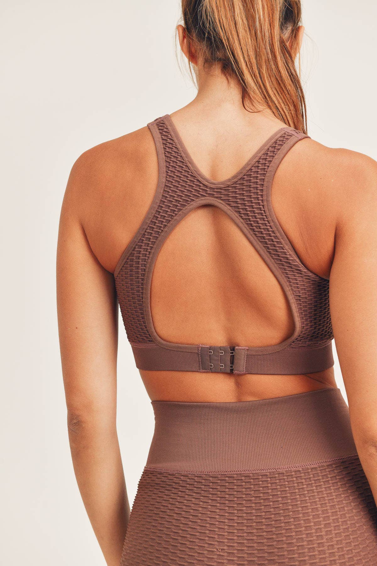 Jacquard Ribbed Cut Out Back Seamless Sports Top