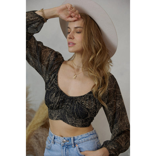 Clarissa LS Crop Tie Back Top