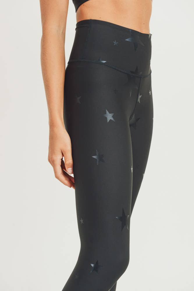 Tonal Star Foil High-Waisted Leggings