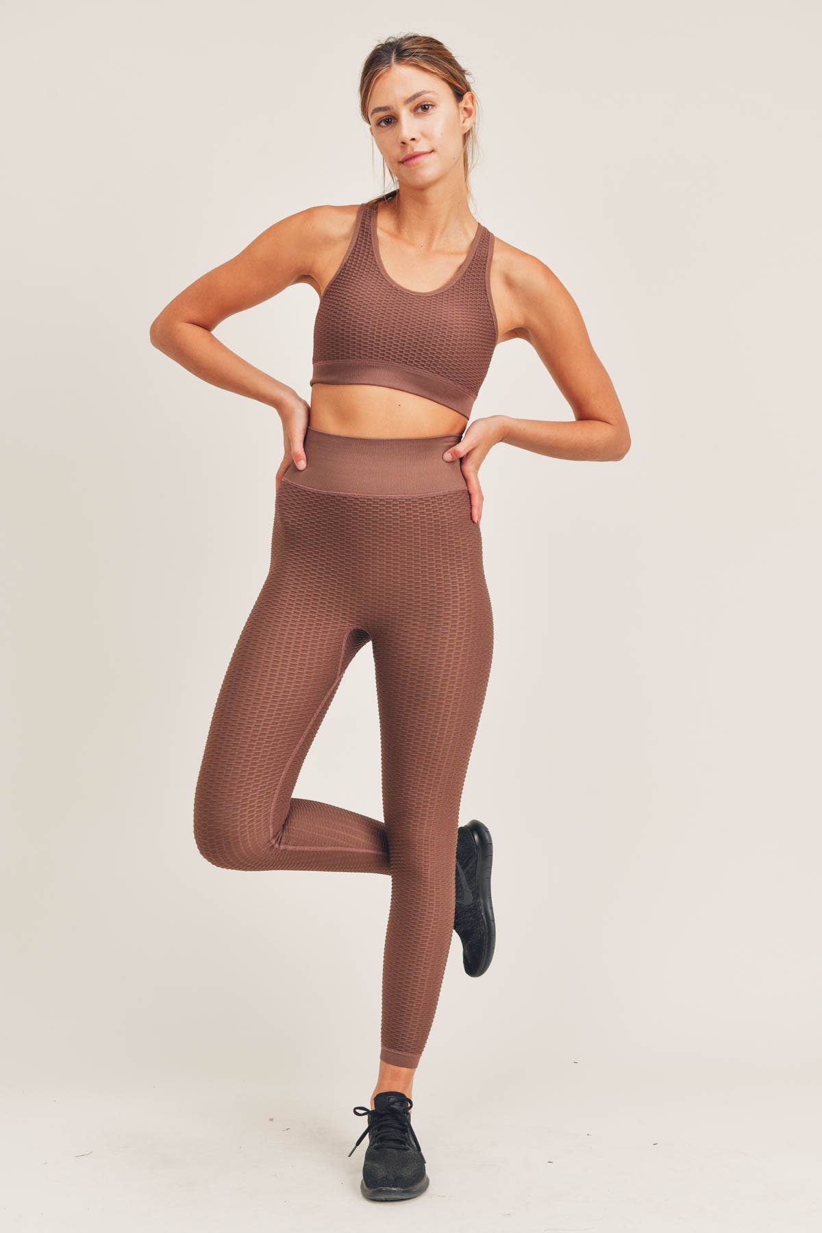 Jacquard Ribbed Seamless High-Waisted Leggings