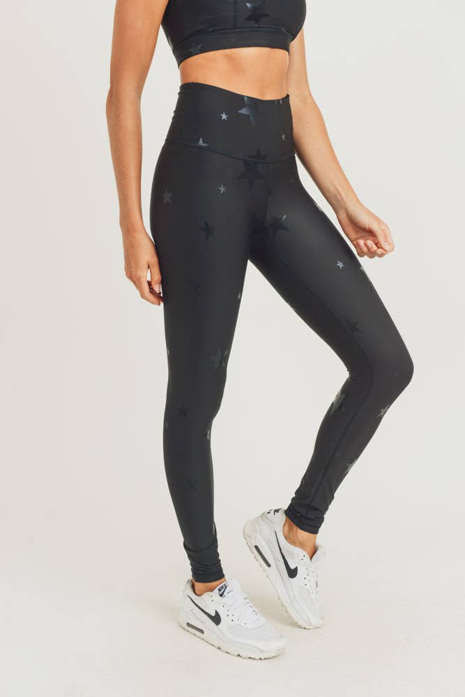 Tonal Star Foil High-Waisted Leggings