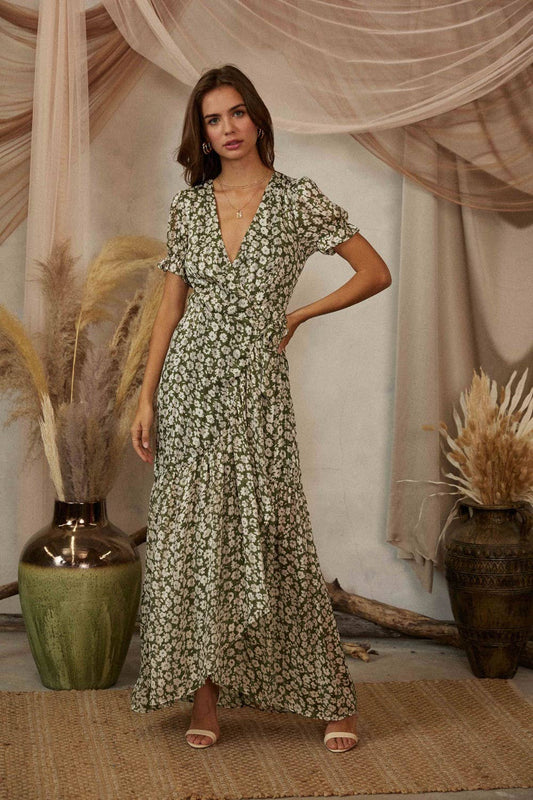 Perry Floral Print Wrap Maxi Dress